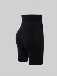 Prendas moldeadoras para mujer, shorts de control de abdomen de alta elasticidad, pantalones de yoga - Negro - Ver 8