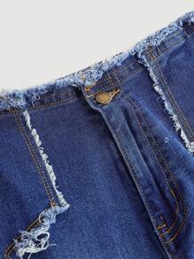 SHEIN Tween Girls Winter Y2K Streetwear Frayed Denim Flare Leg Jeans