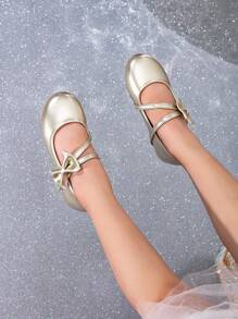 1 Pair Cute Baby Shoes, Comfortable Flat Shoes, Toddler Non-Slip Shoes Suitable For Outdoor Activities, Spring/Autumn - Gold - View 1