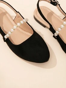 Giày bệt mũi nhọn Mary Jane thời trang mới, phù hợp cho bé gái tuổi teen, giày bệt ngoài trời thông thường cho học sinh và trường học - màu đen - Xem 4