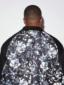 Manfinity VCAY Plus Size Men's Loose Floral Print Woven Blazer Jacket