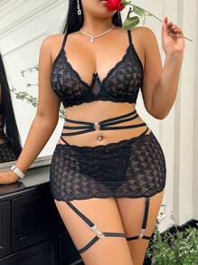6 sztuk/zestaw Plus Size Seksowna Koronkowa Bielizna Komplet