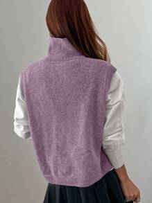 DAZY Gilet de pull col roulé de couleur unie pour femmes, thème de Noël, convient pour le printemps et l'automne