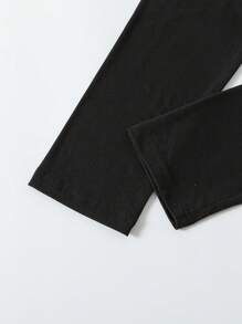 SHEIN Tween Girls Fashion English Text 3pcs Set, Includes Long Leggings, Basic Style, Elastic - Black - View 8