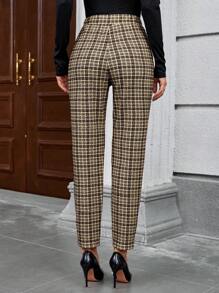 EMERY ROSE Women's Plaid Pocket Cone Casual & Work Pants