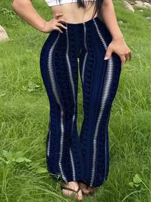 Plus Size Fashion Casual Geometric Print Flared Pants