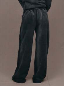 MUSERA Distressed Washed Wide Leg Sweatpants Vacation - Black - View 3