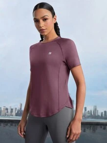 In My Nature 女士时尚简约纯色剪裁下摆户外T恤徒步旅行女装 - 紫丁香色 - 查看 7