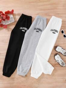 SHEIN Leap Crew Teen Girl's Buy 1 Get 2 Free 3pcs/SetCasual College Print Pattern Loose Knitted Sweatpants Multi-Piece Set In Three Colors, One Or Three Pieces Each/Back To School - Multicolor - View 1