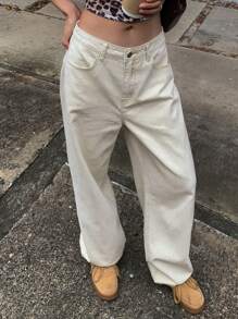 DAZY Women Solid White Casual Loose Fit Jeans - White - View 3