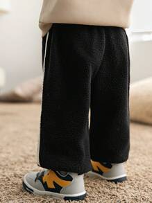 Cozy Pixies 男婴休闲百搭装饰贴布撞色松紧腰慢跑裤 - 黑色 - 查看 2