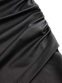 Celure 大码女式性感紧身精致皮革连衣裙金属女装 - 黑色 - 查看 6