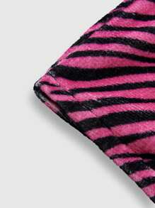 ROMWE Kawaii Quần short lông họa tiết ngựa vằn thường ngày phong cách Y2K dành cho nữ - Hồng - Xem 3