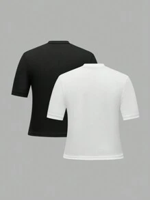 3 pièces/Set Hauts courts à manches courtes style décontracté pour adolescentes