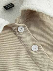 SHEIN BASICS 女士休闲纯色编织领长袖宽松保暖内衬保暖运动衫，日常通勤，温暖舒适，保暖护理 - 杏色 - 查看 4