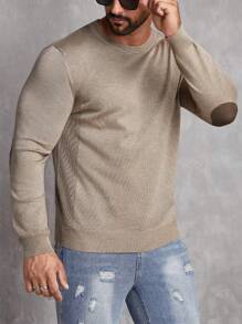 Manfinity Homme Áo len nam Khối Màu Giải trí - Màu Khaki - Xem 1