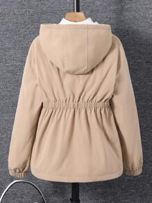 معطف كاجوال ذو بطانة حرارية متوسطة الوزن مع غطاء للفتيان المراهقين، بسحّاب وصف واحد، مناسب للمدرسة والحديقة والشاطئ وعيد الميلاد في فصول الربيع والصيف والخريف والشتاء