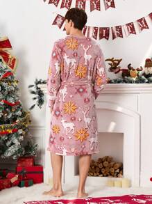 Men's Soft And Comfortable Christmas Plush Robe For Home Wear, Autumn/Winter - Multicolor - View 3