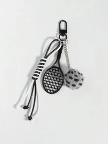 ROMWE Grunge Punk 1 件时尚灰色豹纹网球包吊饰/钥匙扣，时尚运动风格钥匙扣 - 彩色 - 查看 1