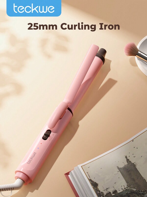 Teckwe Fer à friser rose 25mm, chauffage rapide à 2 niveaux de température, convient pour la maison et les voyages - prise EU