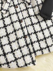 Tween Girls Casual Splice Colorblock Round Neck Pullover Long Sleeve Dress - Black - View 5