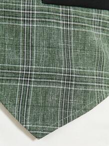 2pcs/Set Tween Boys Green Plaid Waistcoat Gentleman Outfit, For Christmas - Green - View 5