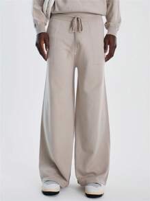 Musero Fine Knit Drawstring Joggers - Khaki - View 2