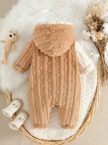 SHEIN Bộ đồ liền thân nhung nơ nhiều màu dễ thương cho bé gái, thoải mái khi ở nhà và giải trí, mùa thu/đông - Nhiều màu - Xem 2