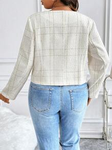 Vionelle 大码春秋休闲格子短款夹克，适合冬季