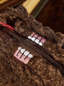 HARRY POTTER X SHEIN 怪物书里的怪物 刺绣卡通图案毛绒零钱包钥匙扣、礼物 - 棕色 - 查看 7