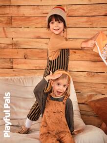 SHEIN 1pc Boys' Striped Jumpsuit,Hooded One-Piece With Embroidery Embellishment,Warm And Comfortable Fabric,Suitable For Layering With Solid T-Shirt - Brown - View 8