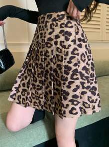 DAZY Women's Fashionable Leopard Print Pleated Skirt, Autumn - Multicolor - View 4