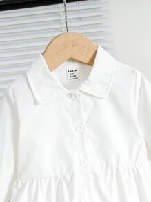 SHEIN 女童学院风甜心背心搭配长款刺绣爱心衬衫裙，休闲舒适，适合秋冬季 - 彩色 - 查看 6