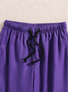 Sparklyn Tween Girl Letter Graphic Drawstring Waist Cargo Pocket Ankle-Tied Casual Pants