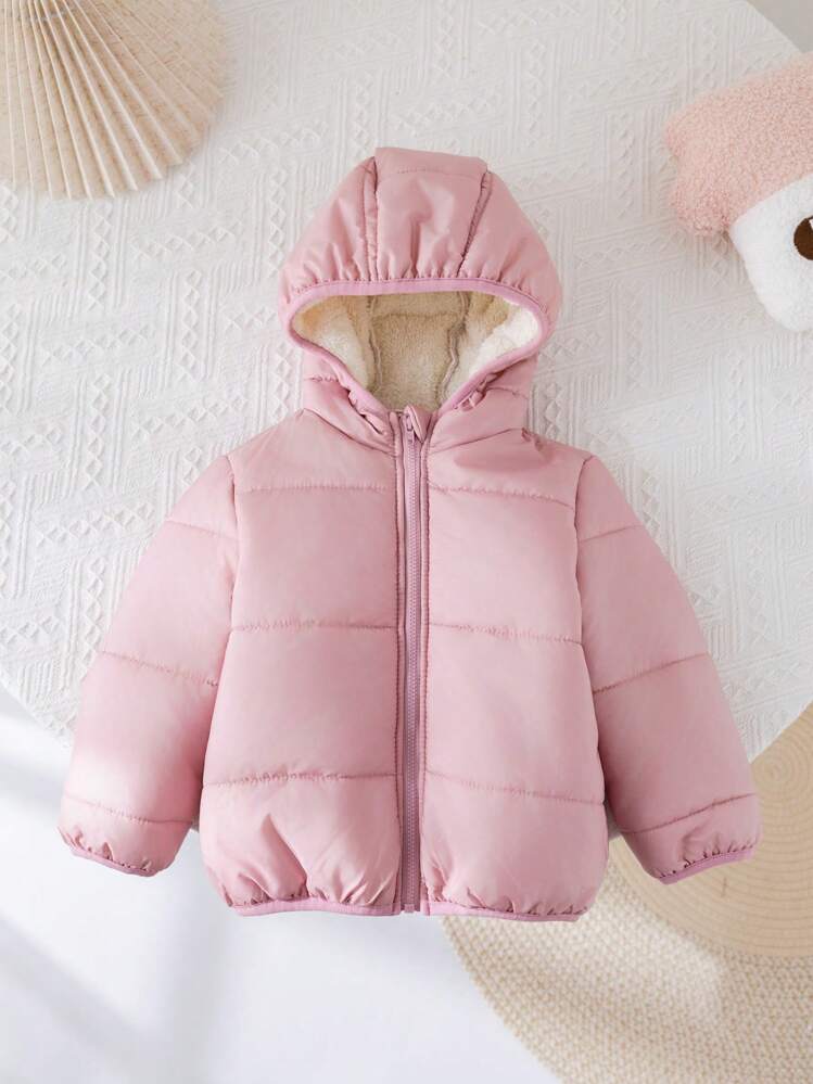 Baby Girl Cute Hooded Warm And Versatile For Outdoor Wear, Autumn/Winter Clothes - Pink - View 6