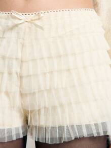 AiiRZ Quần Short Ren Lưới Trong Suốt - Màu be - Xem 4