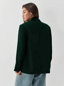 TRNVIE Loose Casual Solid Color Long Sleeve Office/Work Blazer - Dark Green - View 2