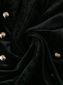 Chiquease Bộ 2 món/bộ áo cánh nơ dự tiệc Giáng sinh thanh lịch cho nữ và quần short nhung - Nhiều màu - Xem 5