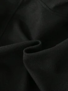 SHEIN Tween Girls' Loose Casual Versatile Comfortable Long Sleeve Pocket Front Button Streetwear Jacket - Black - View 4