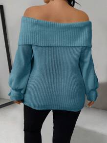 Celure Plus Size Women Off-Shoulder Long Sleeve Solid Color Sweater, Autumn/Winter Knit Pullover Fall Outfit