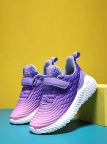 儿童女童轻便透气运动鞋，时尚休闲运动鞋，带可调节钩环扣，一脚蹬，防滑耐用鞋底，适合春秋季 - 彩色 - 查看 5