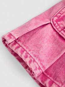 SHEIN Toddler Girls Cute Pink Denim Ruffle Skirt - Pink - View 3
