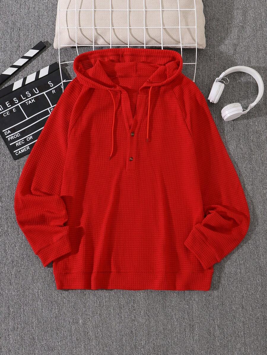 Manfinity Homme Men's Pineapple Floral Print Hoodie Sweatshirt, Comfortable For Autumn/Winter, For Christmas - Red - View 1