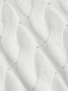 SHEIN MOD Plus Size White Cable Knit Texture Casual Versatile Sweater Vest, Suitable For Work Or Leisure - White - View 4