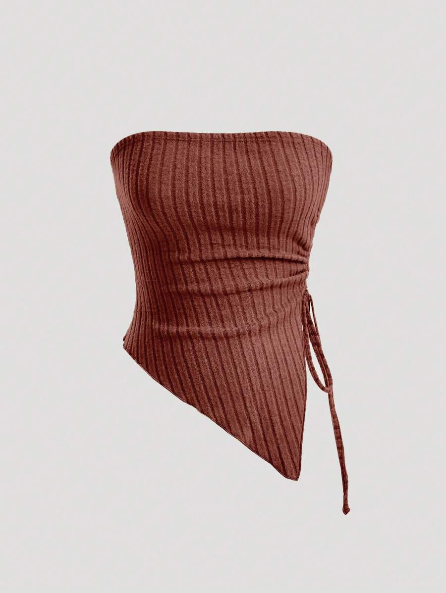 SHEIN MOD Top sin tirantes de color liso con nudo casual simple para mujer