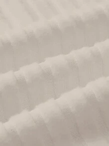 SHEIN MOD 大码女式蓬松 T 恤，撞色缝线和喇叭袖，适合秋冬季 - 卡其色 - 查看 4