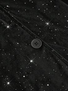 Teen Girls' Autumn Lapel Neck Long Sleeve Metallic Shiny Elegant Jacket