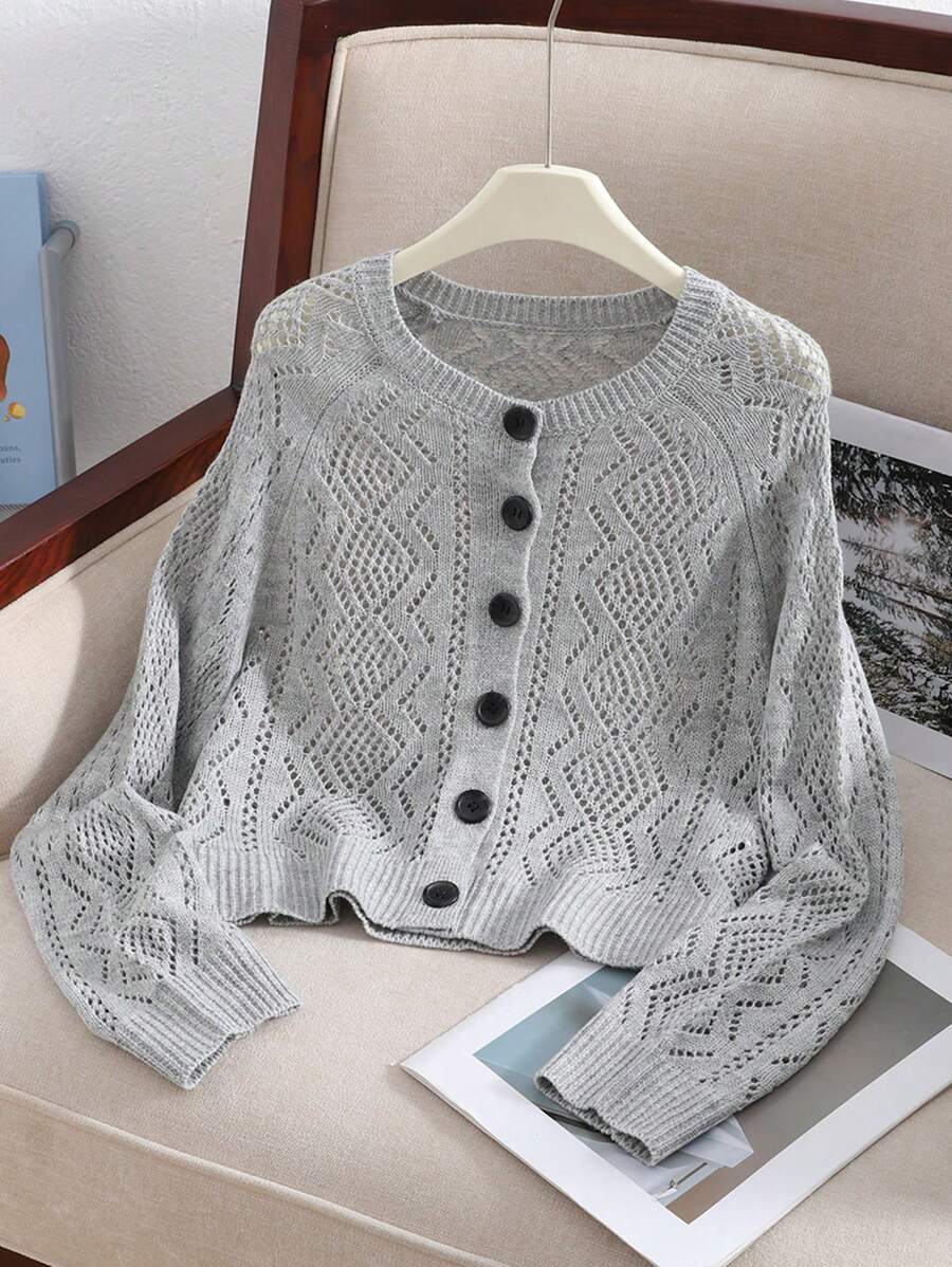 SHEIN Tween Girls Oversized Casual Cardigan Sweater, Comfortable & Versatile, Soft & Warm - Purple - View 1