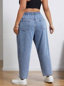 SHEIN ICON Kích thước lớn Quần jean Tapered - Màu xanh lam - Xem 2