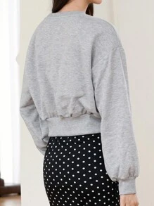 DAZY 1pc Women's Solid Color Loose Crew Neck Long Sleeve Sweatshirt, Casual For Everyday Wear